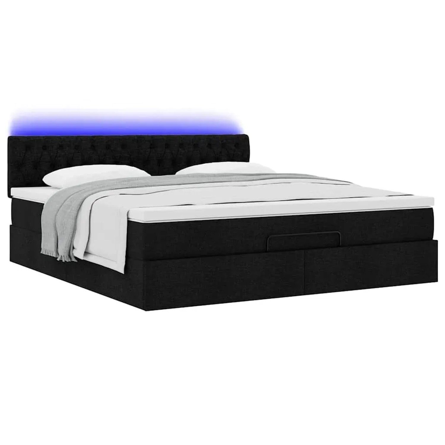 vidaXL Ottoman-Bett mit Matratze und LEDs Schwarz 160x200 cm Stoff 3312404