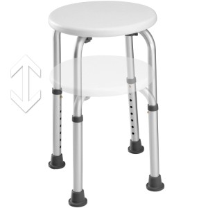 Tectake Aluminium Duschhocker  Mit Teleskopbeinen Strukturierte Oberfläche  31 x 31 x 54 cm Weiß