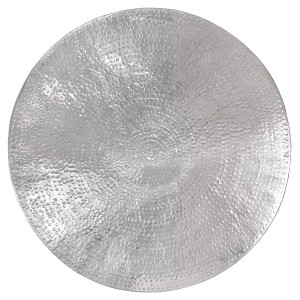 Runder, silberner Couchtisch im Hammerschlag-Design von Womo-Design, 90x45cm.