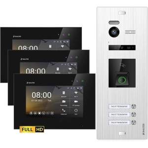 Balter EVO-HD Video-Türsprechanlage mit Fingerprint für 3-Familienhaus mit 3 Monitoren.