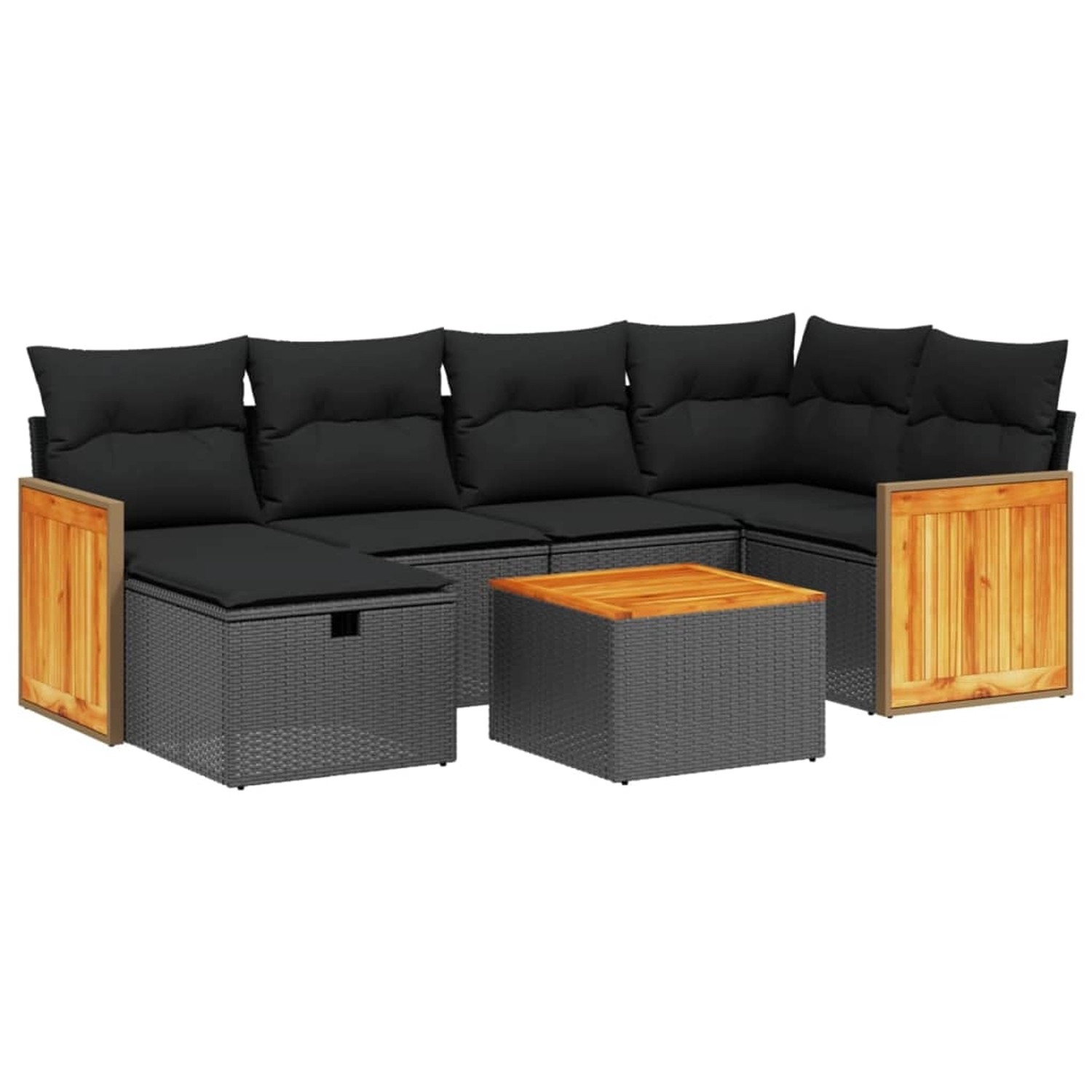 vidaXL 7-tlg Garten-Sofagarnitur mit Kissen Schwarz Poly Rattan Modell 187 günstig online kaufen