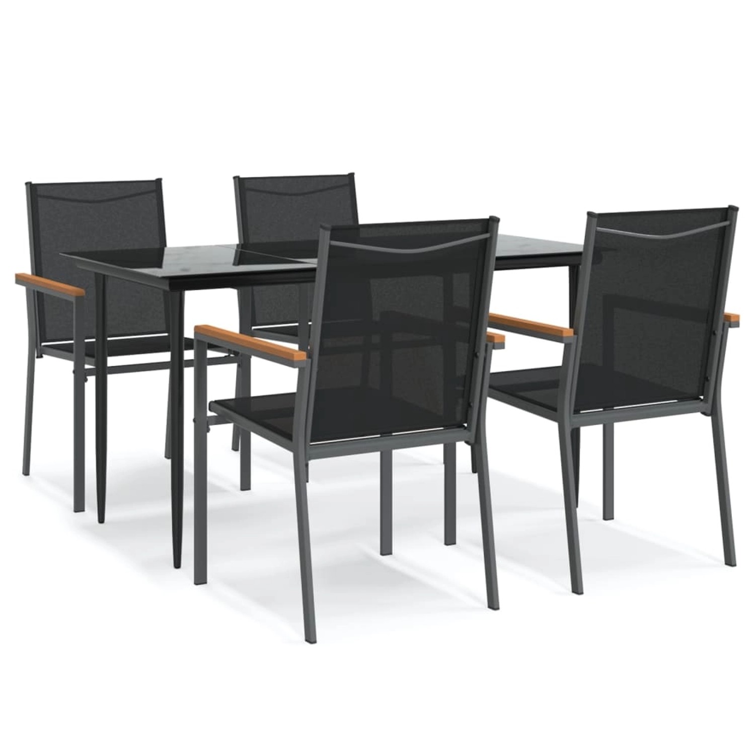 vidaXL 5-Tlg Garten-Essgruppe Schwarz Textilene und Stahl 3187035 günstig online kaufen