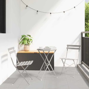 vidaXL Garten Klappstuhl 2 Stk Beige 42 x 46 x 82cm Stahl 42002959