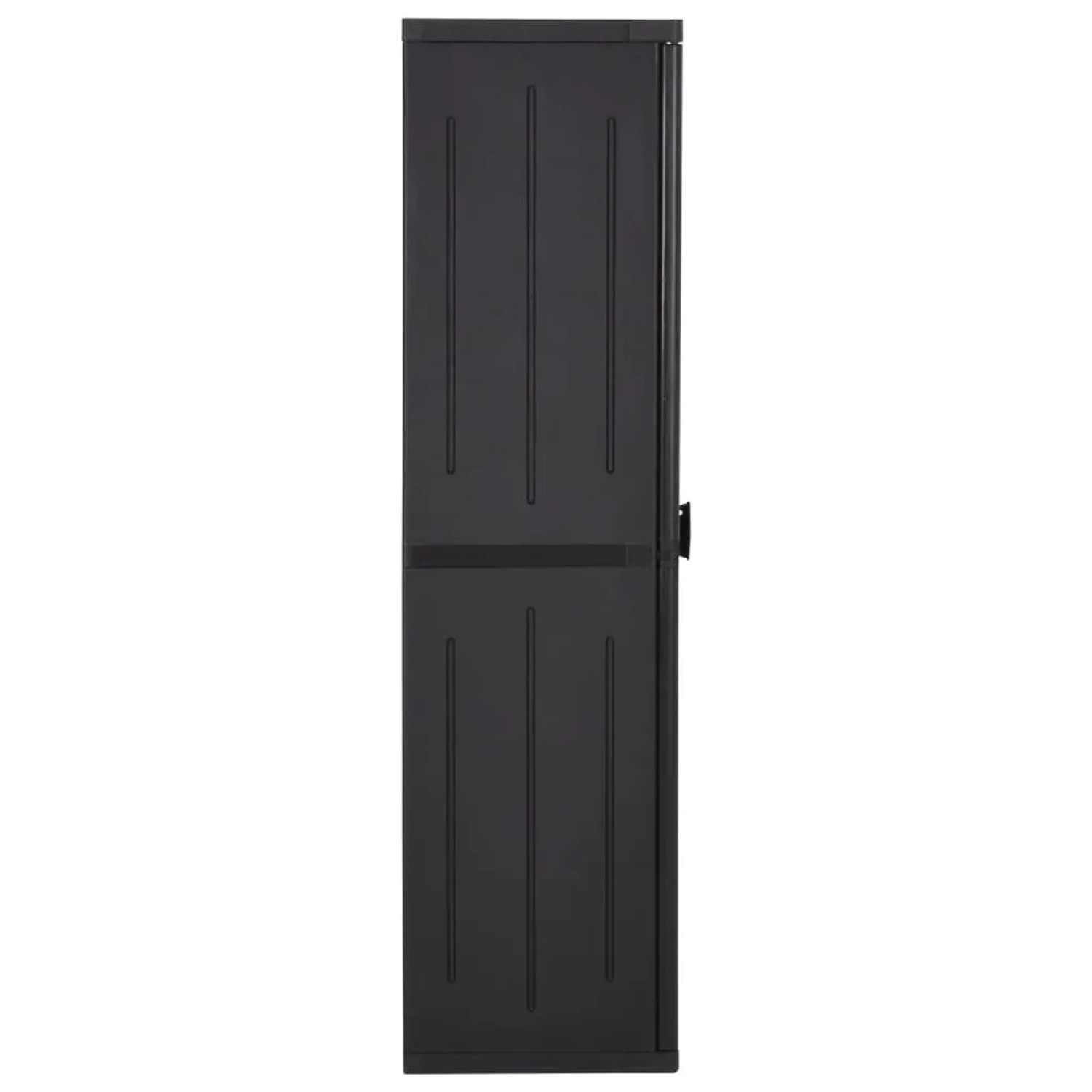 Schwarzer vidaXL Gartenschrank (65x45x172 cm) in Rattan-Optik. Büroschrank mit Stauraum.
