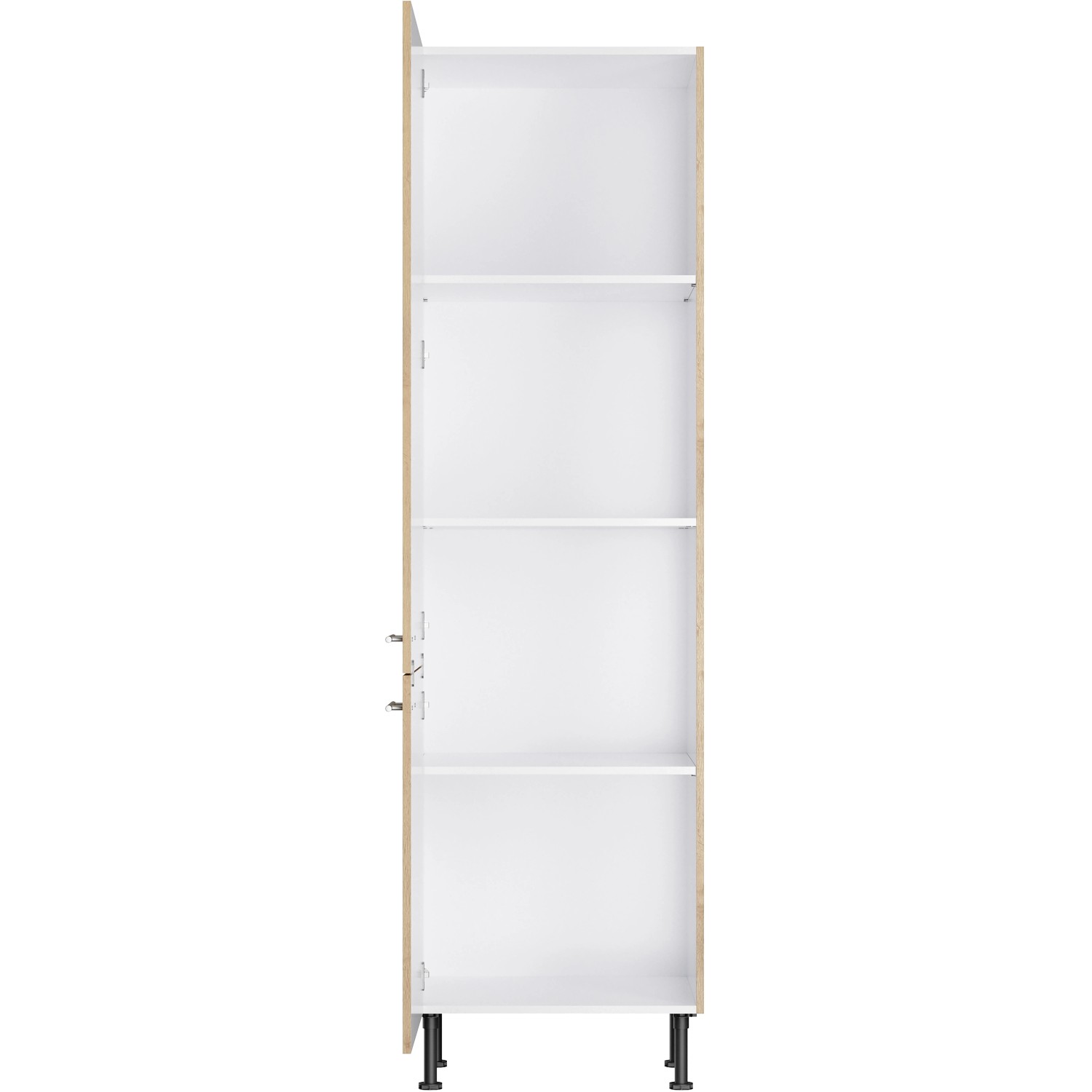 Optifit Hochschrank Erik290 in Wildeiche, 60 cm breit, mit offenen Fächern. Vorratsschrank für die Küche.