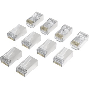 10 Hama Netzwerkstecker CAT 6A für Rollenware, 10 Gbit/s, zur Selbstmontage von Netzwerkkabeln.