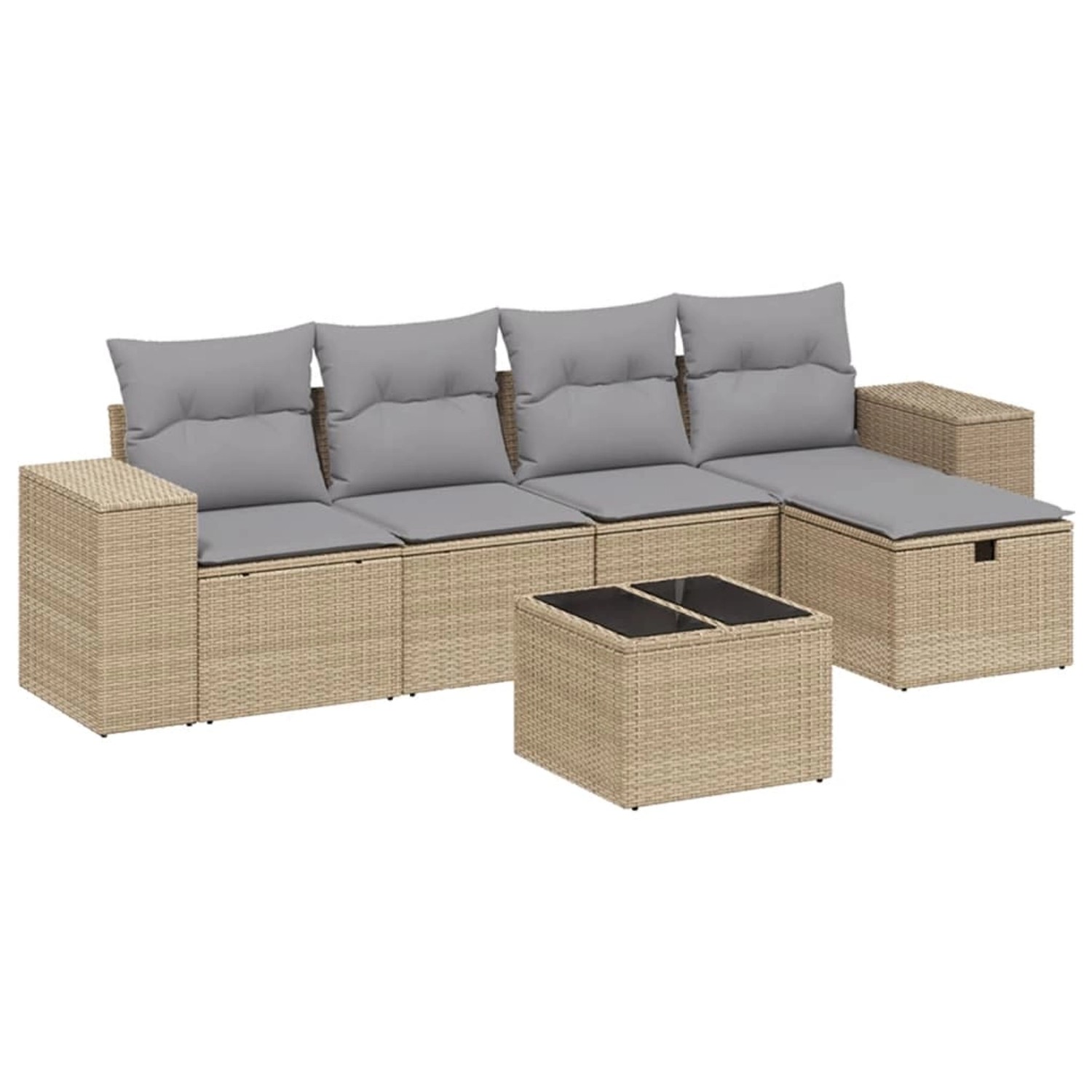 vidaXL 6-tlg Garten-Sofagarnitur mit Kissen Beige Poly Rattan Modell 136 günstig online kaufen