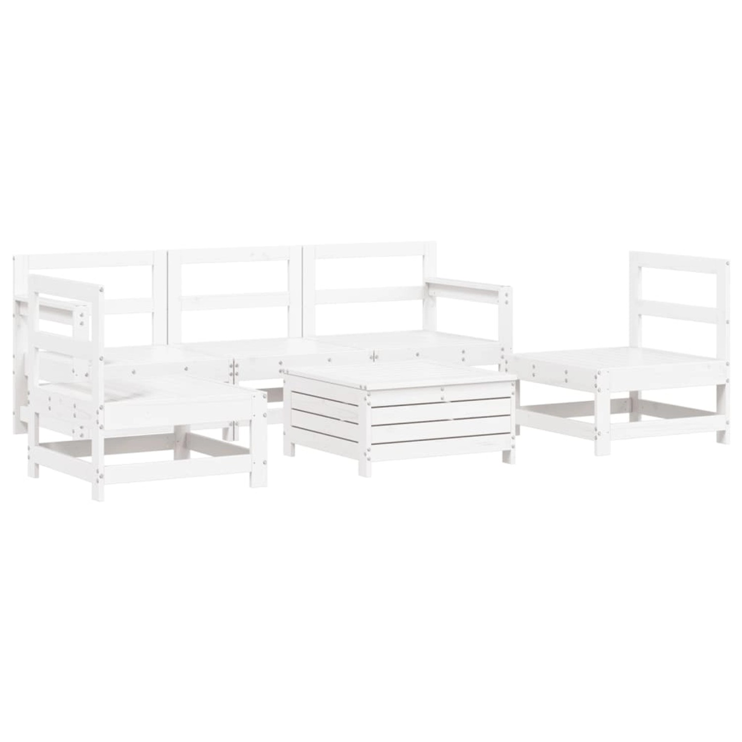 vidaXL 6-Tlg Garten-Sofagarnitur Weiß Massivholz Kiefer 3250749 günstig online kaufen