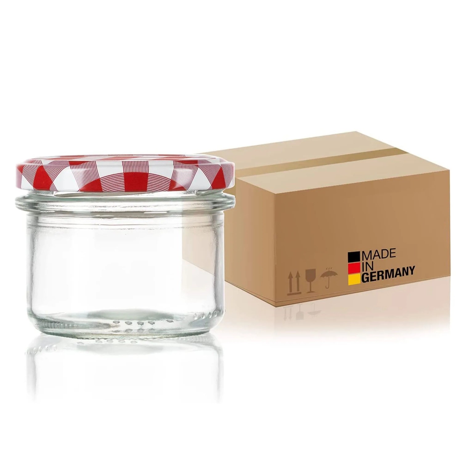 BigDean 36x Marmeladengläser 230ml Einmachgläser Einweckgläser Sturzgläser Made in Germany Einkochgläser mit Schraub Deckel TO 82 Rot Kariert