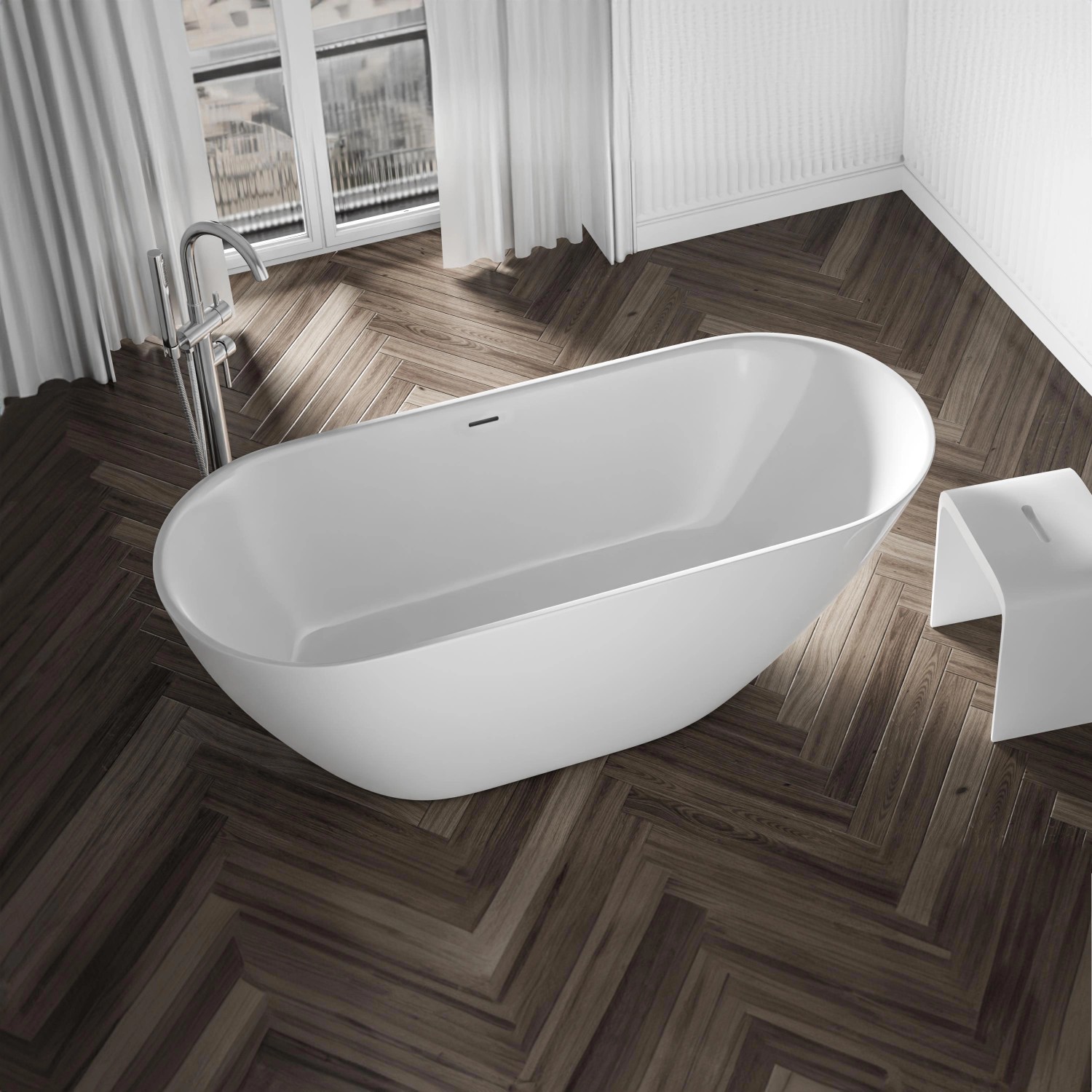 Bernstein Freistehende Badewanne ROMA 2.0 Acryl Weiß Glänzend 180x80x58 cm günstig online kaufen