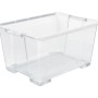 Transparente Rotho Evo Easy Aufbewahrungsbox 140 l mit Griffen für vielseitige Lagerung.