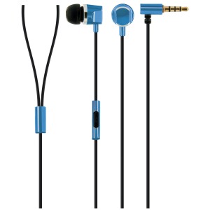 Blaue In-Ear Kopfhörer mit Kabel und Mikrofon für Computer & Multimedia Zubehör.