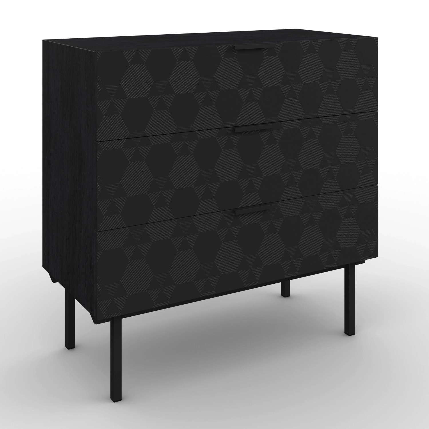 Bessagi Home Kommode Roma Schwarz MDF/Echtholz