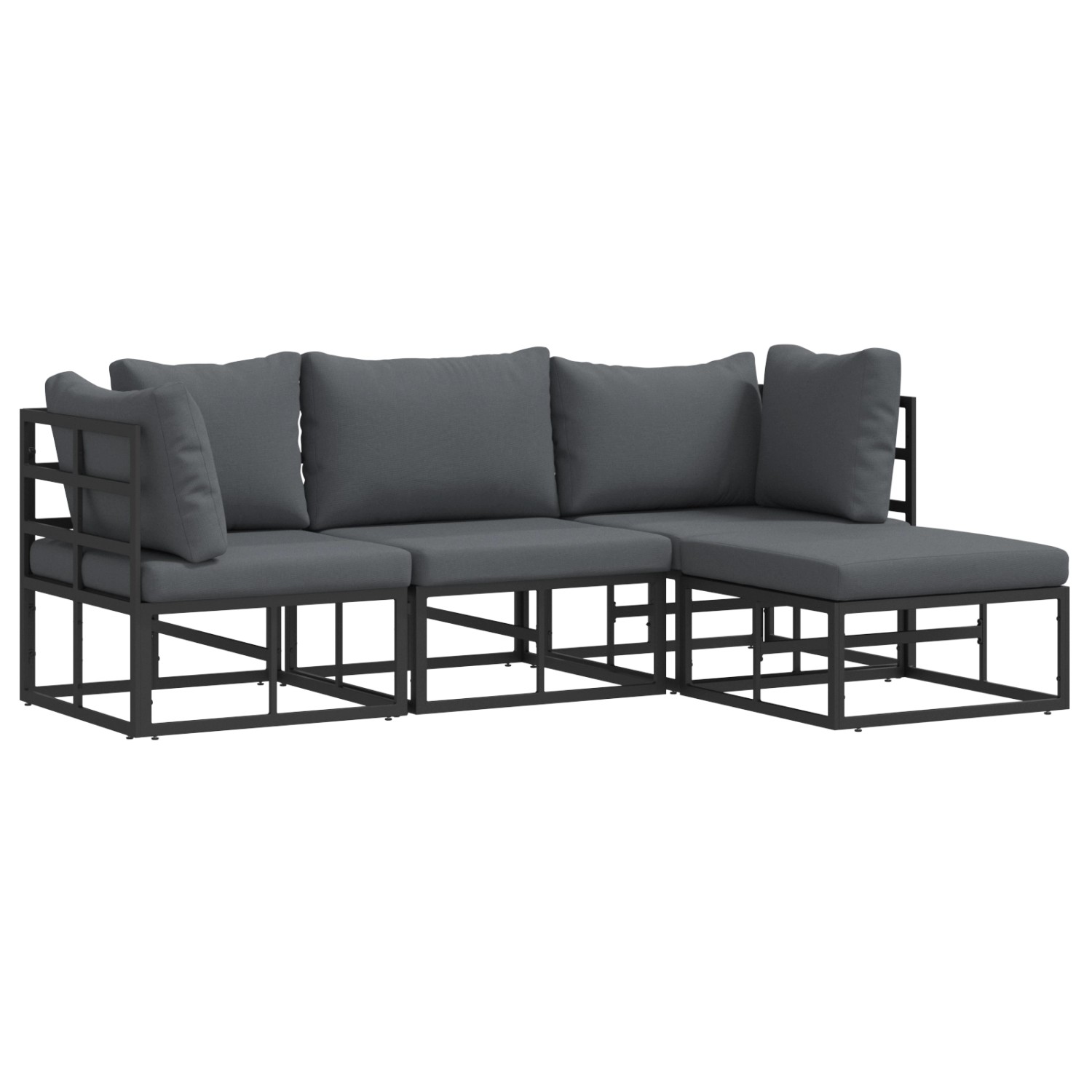 vidaXL Garten-Sofa-Set mit Kissen 4-Tlg Schwarz Aluminium 3378860 günstig online kaufen