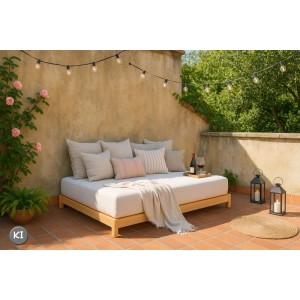 Erst-Holz Flaches Futon-Doppelbett Bodenbett 140 x 200 cm Kiefer Modell 51 ohne Zubehör