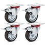 Wiltec Doppelstopp-Lenkrolle Set 4X Vollgummirad 75Mm 50Kg Transportrollen