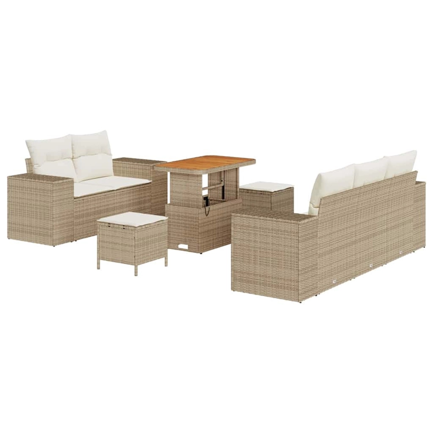 vidaXL Garten-Sofa-Set 8-Tlg Beige Poly Rattan 3361951 günstig online kaufen