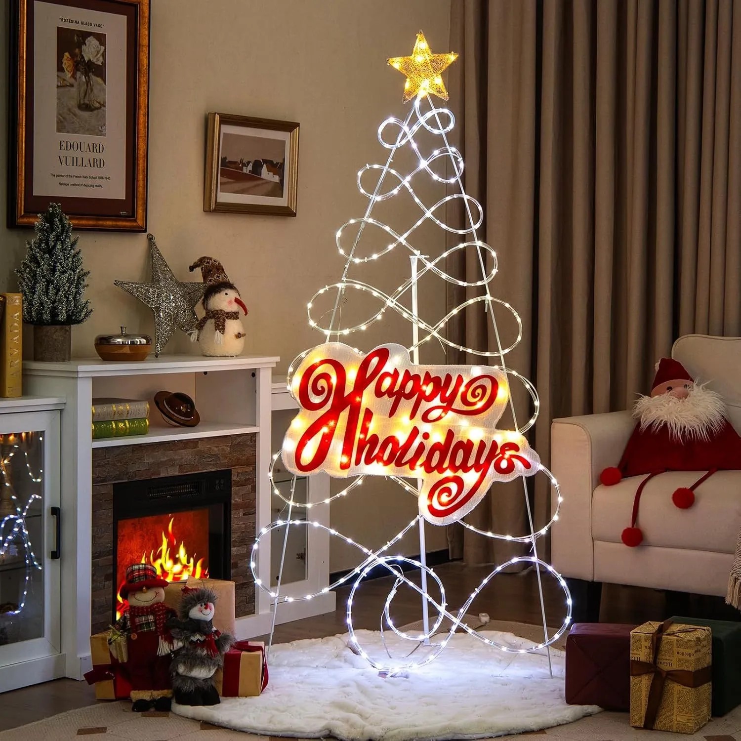 Beleuchteter LED Weihnachtsbaum "Happy Holidays" (170cm) als festliche Weihnachtsdeko.