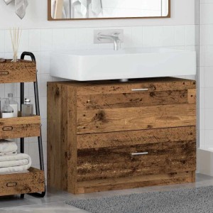 vidaXL Badezimmerschrank mit Tür Altholz 78 x 37 x 59 cm Holzwerkstoff 868830