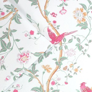 Laura Ashley Vliestapete Summer Palace Peony mit floralem Muster und pinken Akzenten.