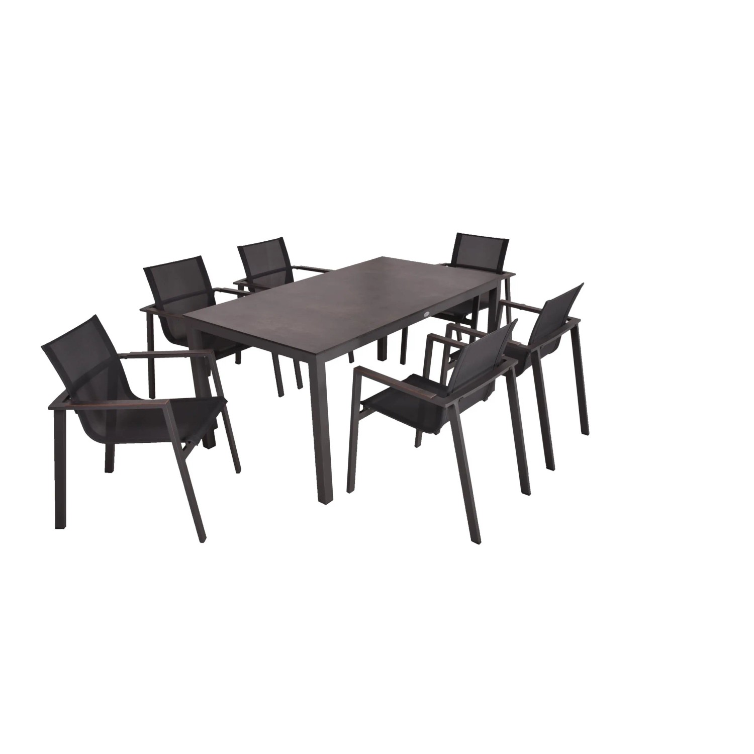 DELUKE Garten-Sitzgruppe IMRE 7-tlg. Kunststoff Schwarz Gartenmöbel-Set Gartengarnitur Garten-Essgruppe Stapelstühle Ess...