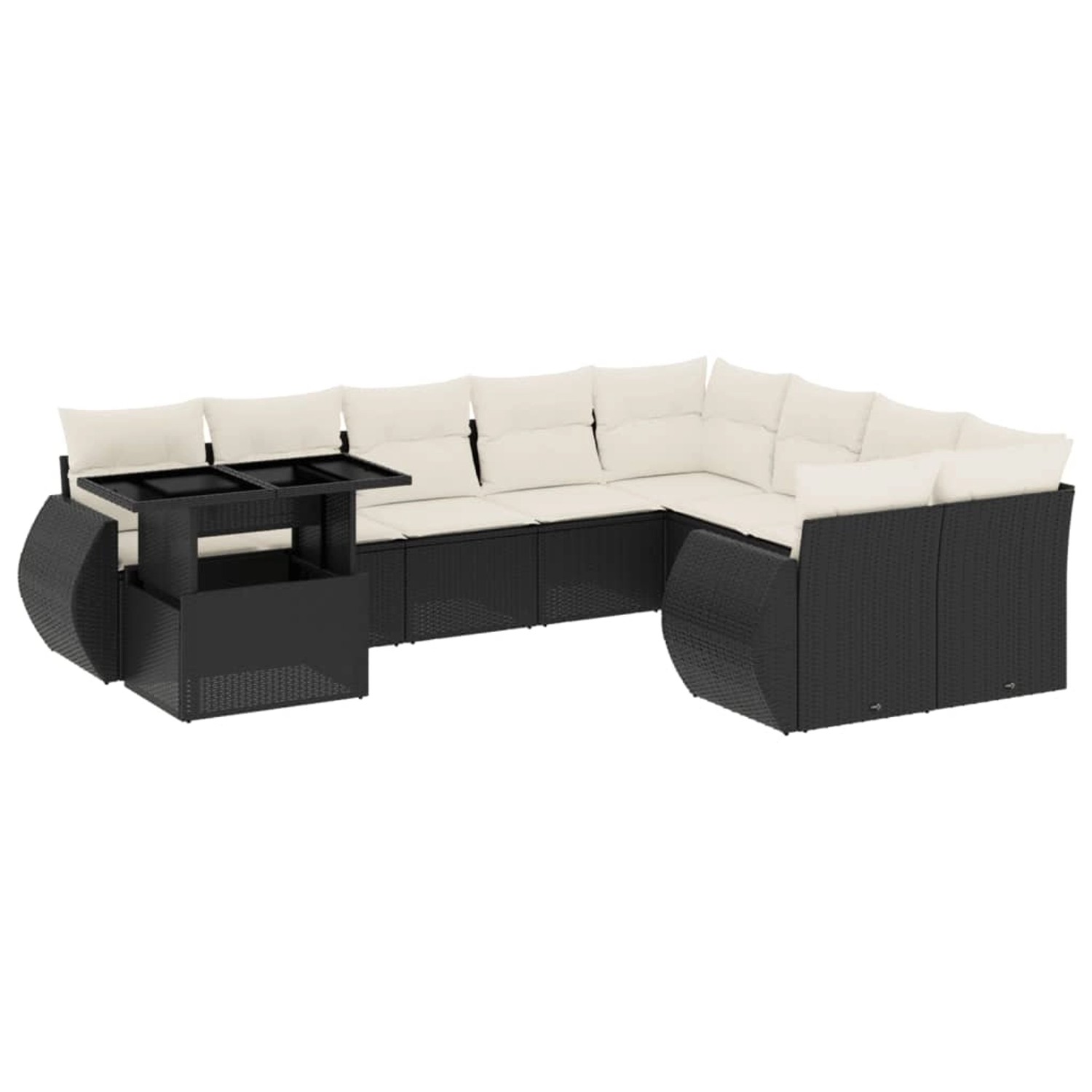 vidaXL 10-Tlg Garten-Sofagarnitur mit Kissen Schwarz Poly Rattan 3268766 günstig online kaufen