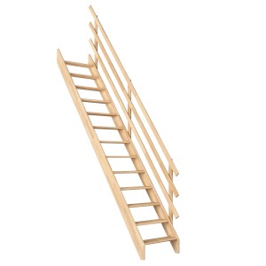 Dolle Raumspartreppe Burgau, gerade, Buche Leimholz, unbehandelt mit einseitigem Geländer.