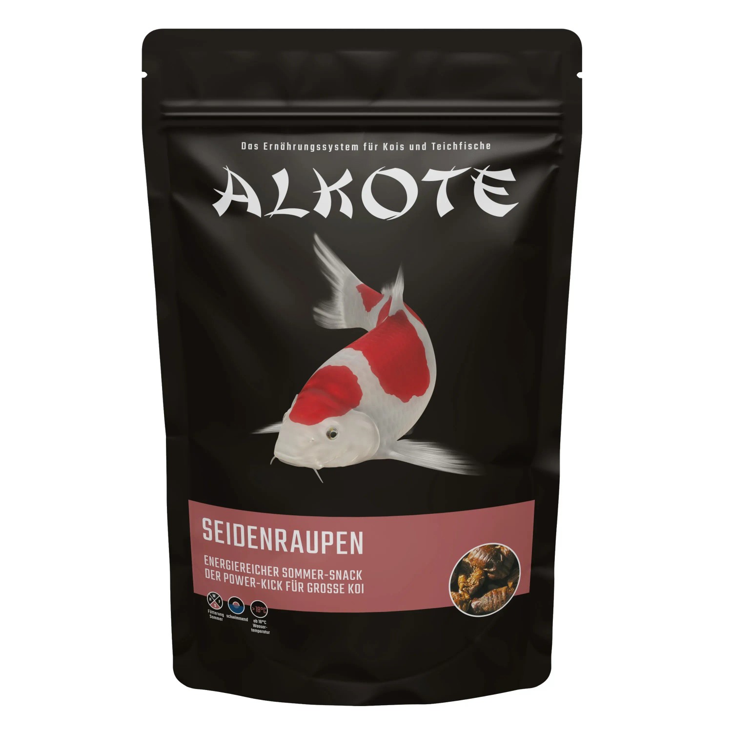 Alkote Fischfutter Seidenraupen, 300g Packung für Kois.