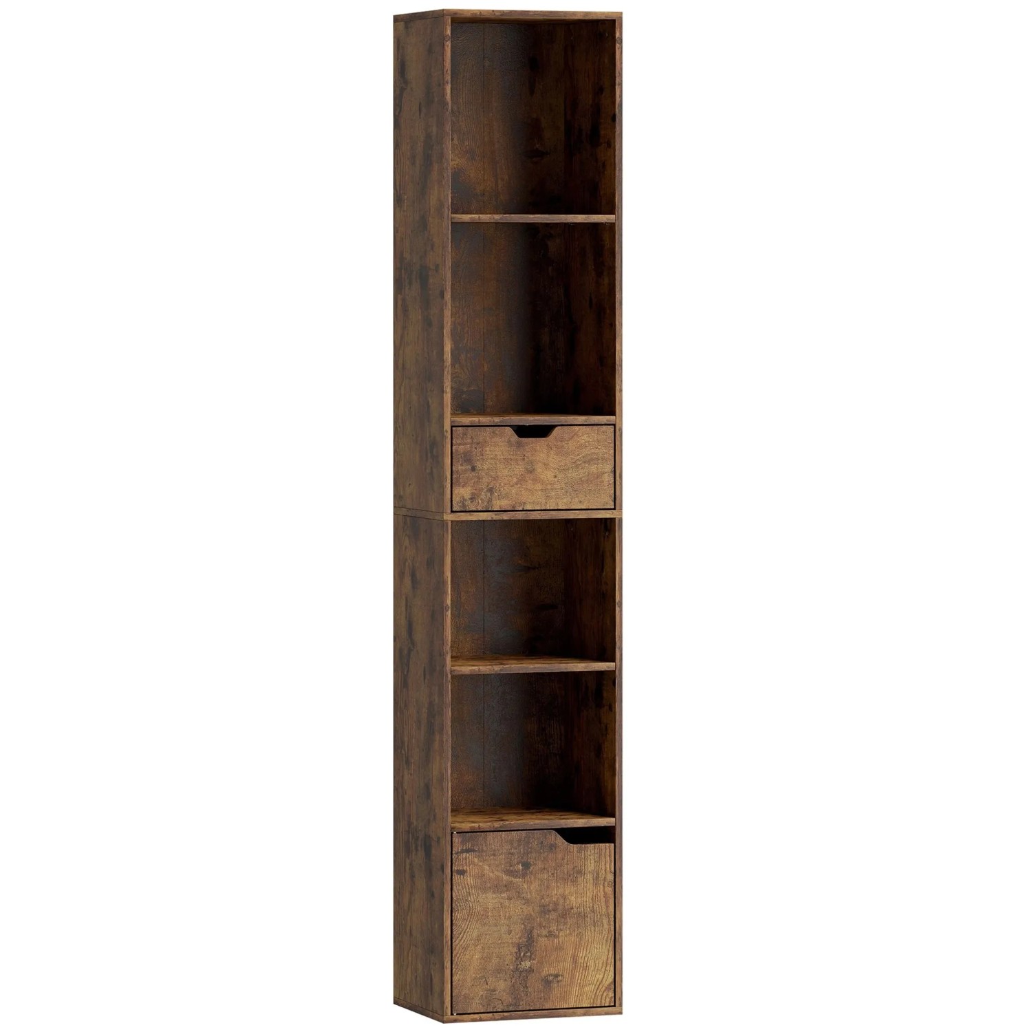 HOMCOM Bücherregal Spanplatte 30L x 24B x 158H cm Rustikal-Braun
