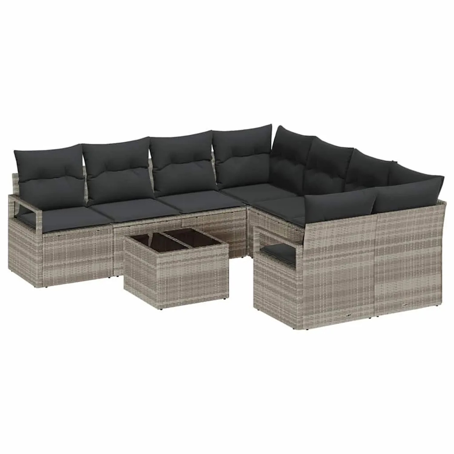 vidaXL Sofa Set mit Kissen 9-Tlg Hellgrau und Dunkelgrau Poly-Rattan 335499 günstig online kaufen