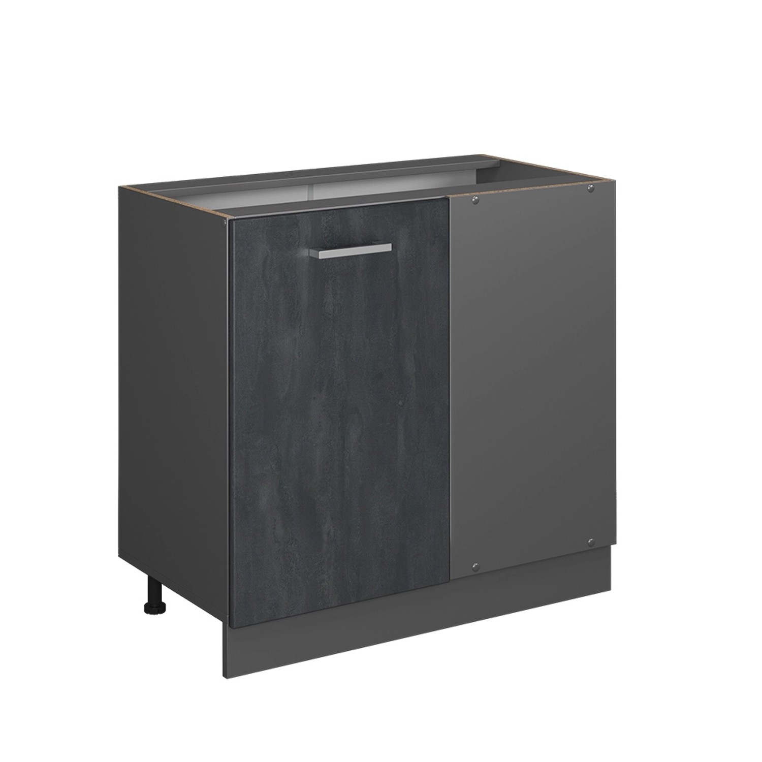 Vicco Eckunterschrank R-Line Schwarz Beton/Anthrazit 86 cm ohne Arbeitsplatte