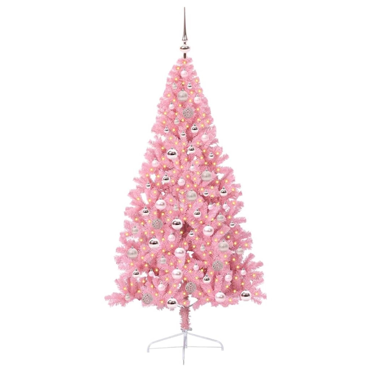 vidaXL Künstlicher Vorbeleuchteter Weihnachtsbaum Rosa 180 cm PVC 3397078