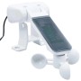 Weißer Windsensor für automatische Markise, mit drei Windmessschalen und integrierter Elektronik.