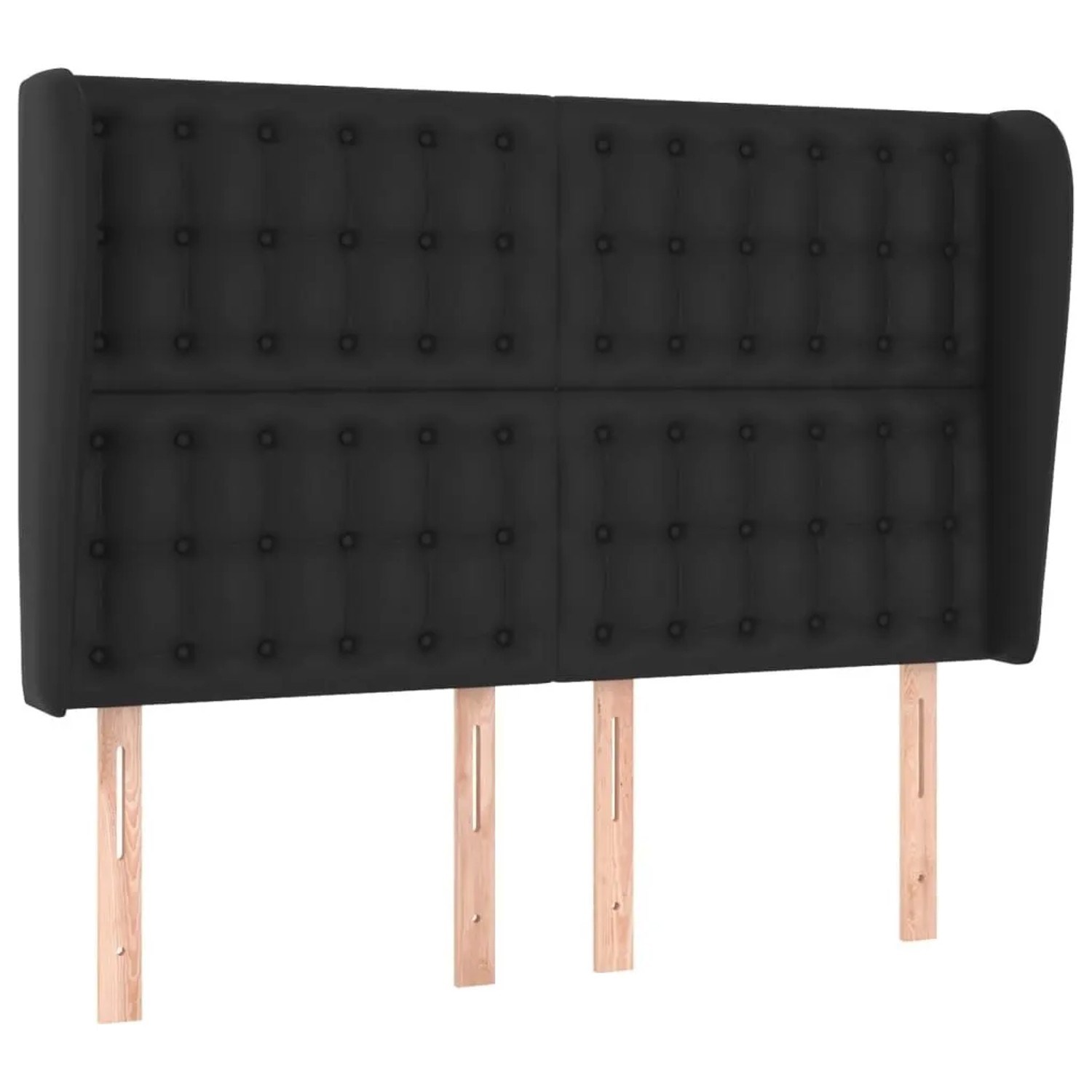 vidaXL Kopfteil mit Ohren Schwarz 147x23x118/128 cm Kunstleder 3118046