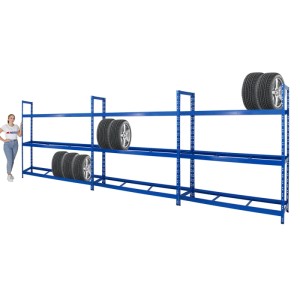 PROREGAL Mega Deal: 3 blaue Reifenregale Tiger XL (200x180x45cm) für bis zu 63 Reifen.
