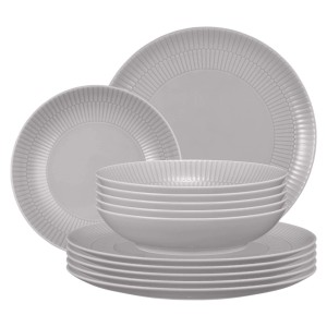 Seltmann Weiden Amina Tafelservice, 12-teilig, silbergrau, mit Speise- und Suppentellern.