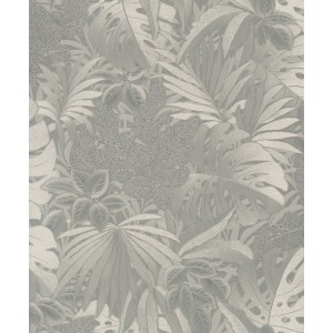 Marburg Vliestapete Botanica Floral Platin: Tapete mit floralem Muster in Platin.