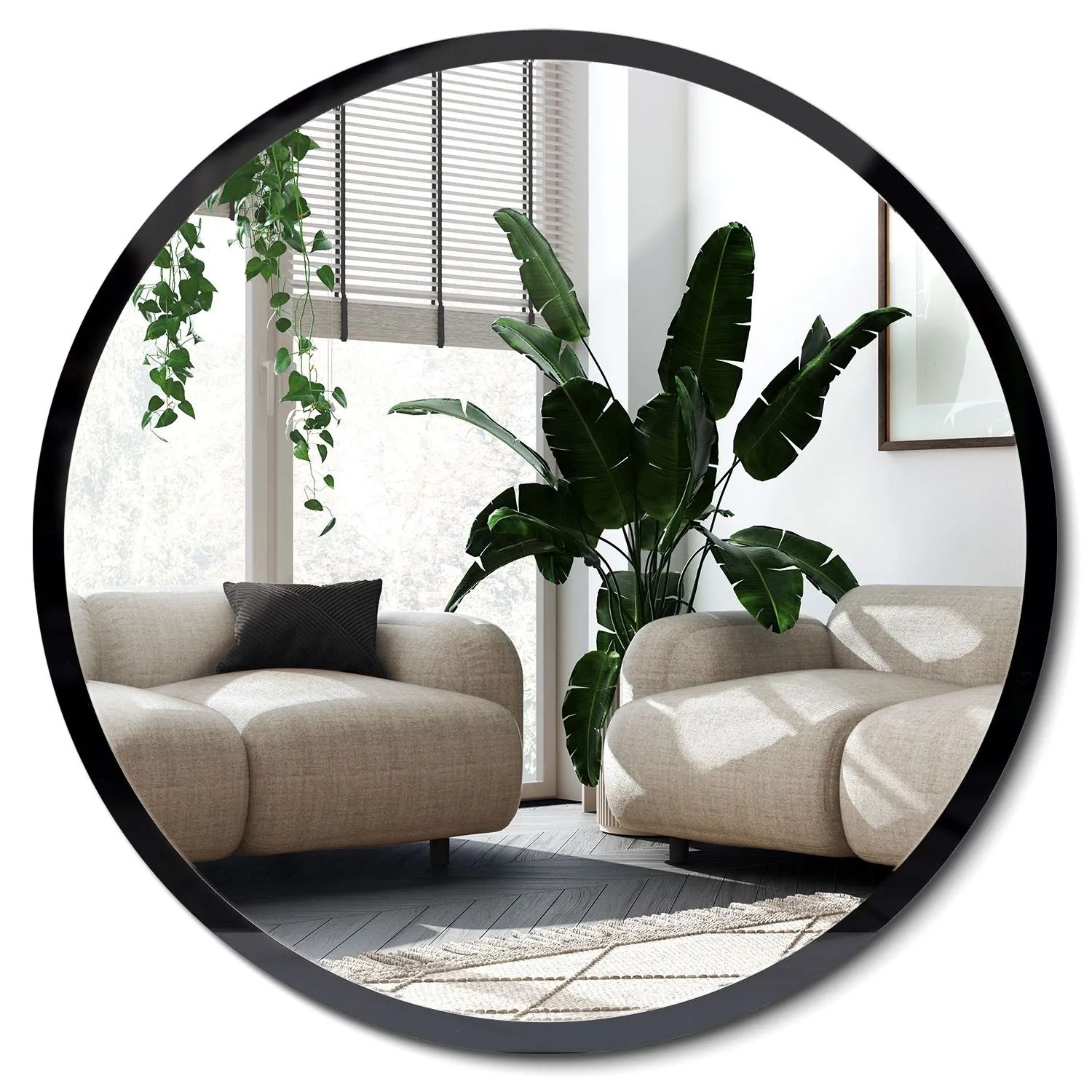 Wallfluent Runder Spiegel Mit Rahmen 50x50 Cm Runder Spiegel Schwarzer Rahmen Flurspiegel Rund Mit Rahmen Runder Spiegel Industrial Style