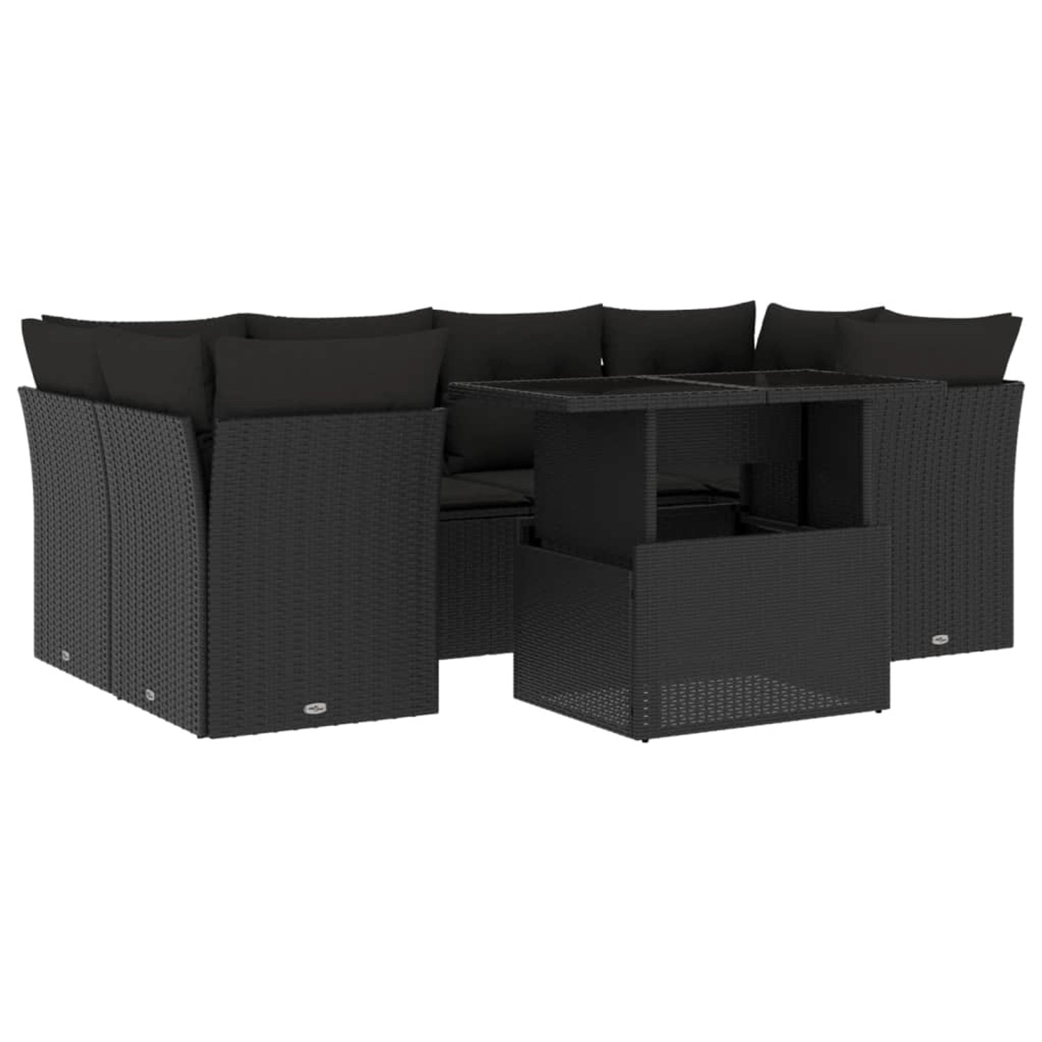 vidaXL 7-Tlg Garten-Sofagarnitur mit Kissen Schwarz Poly Rattan 3266375 günstig online kaufen