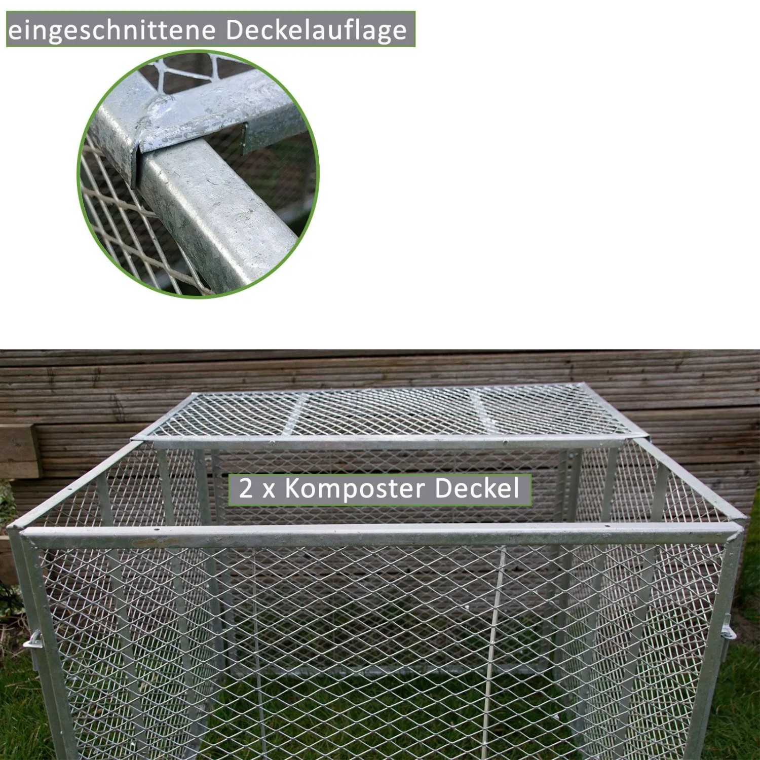 TRUTZHOLM Komposter Deckel/Boden aus Streckmetall, 100x100cm, feuerverzinkt.