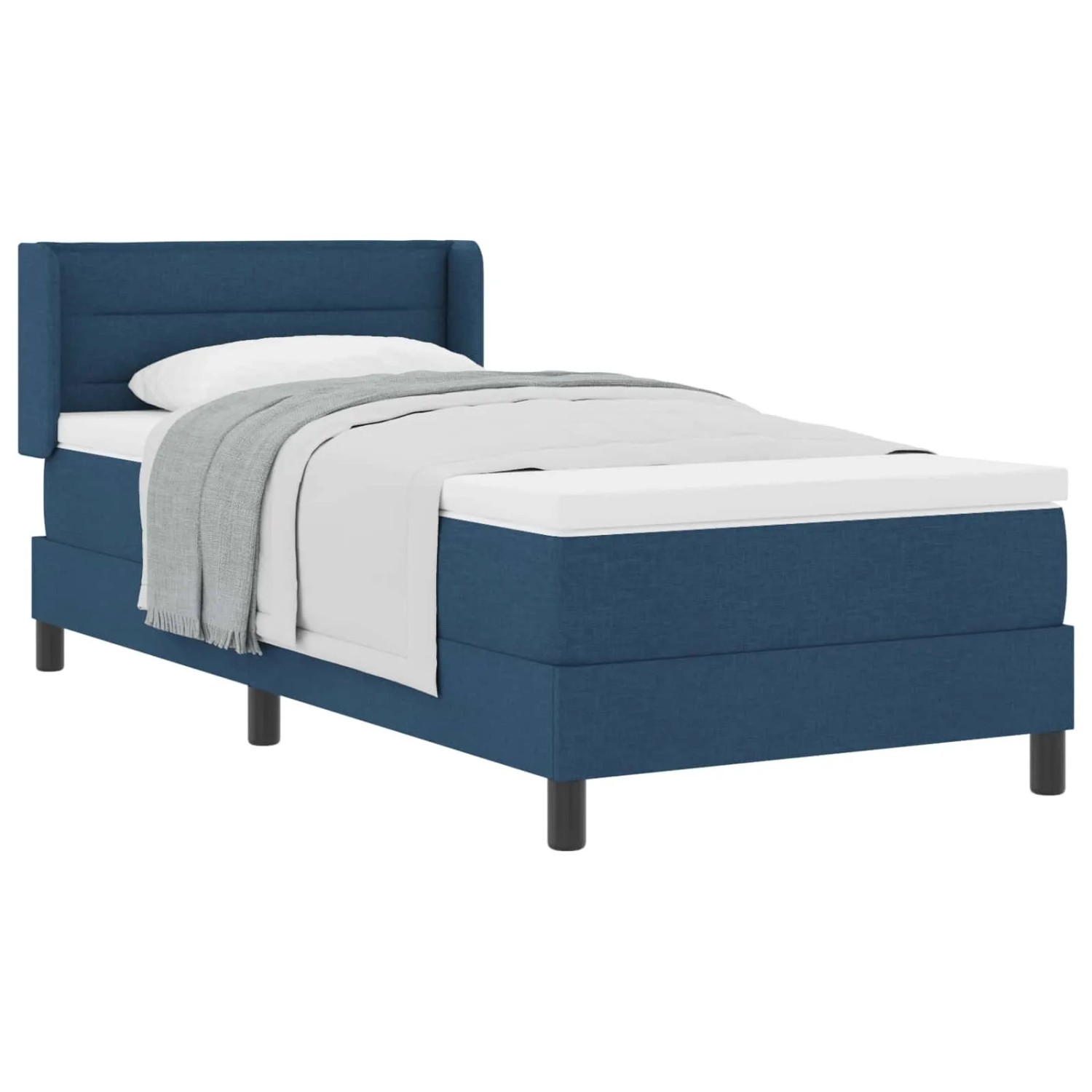 vidaXL Boxspringbett mit Matratze Blau 200 x 90 cm Polyester 3341026