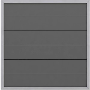 Sichtschutzzaun Element Design WPC Alu Anthrazit, 180x180cm, mit Nut-Feder-Profilen im Aluminiumrahmen.