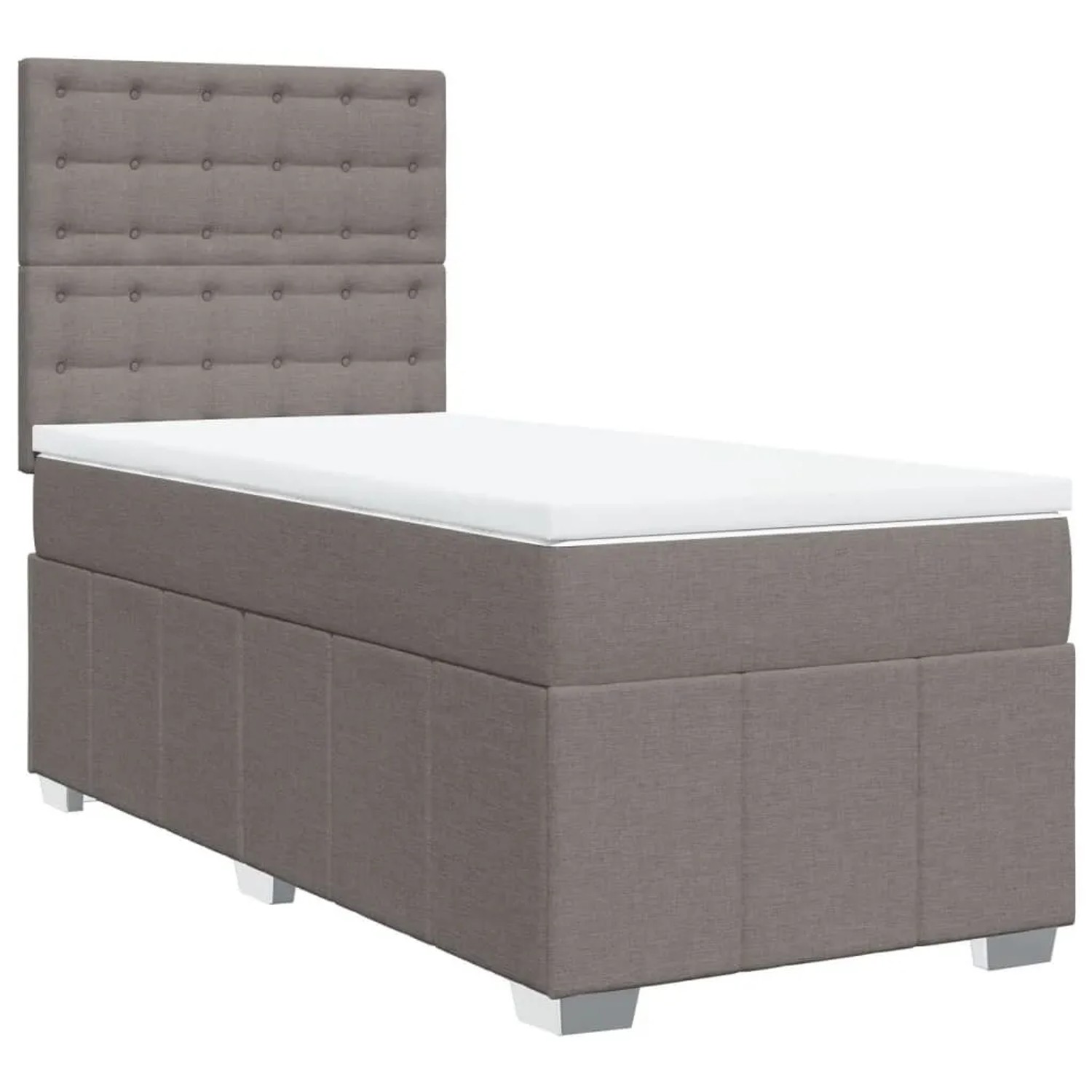 vidaXL Boxspringbett mit Matratze Taupe 100x200 cm Stoff 3293897