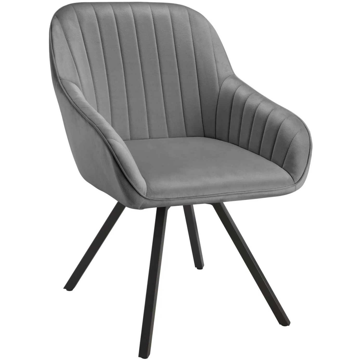 Tectake Drehbarer Armlehnstuhl  Snug Gepolstert  In Samtoptik  Mit Durchgehender Lehne  58 x 58 x 82 cm Grau