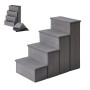 Graue faltbare Hundetreppe (4 Stufen) aus MDF/Polyester mit Stauraum. Aufstiegshilfe für Haustiere.