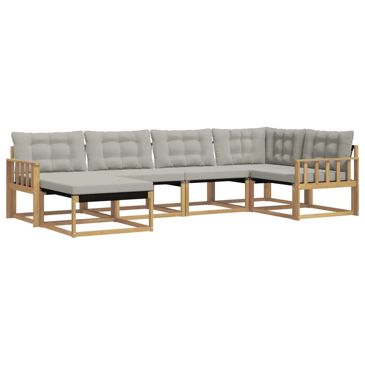 vidaXL Outdoor-Sofagarnitur 6-Tlg Weiß und Hellgrau 3388849