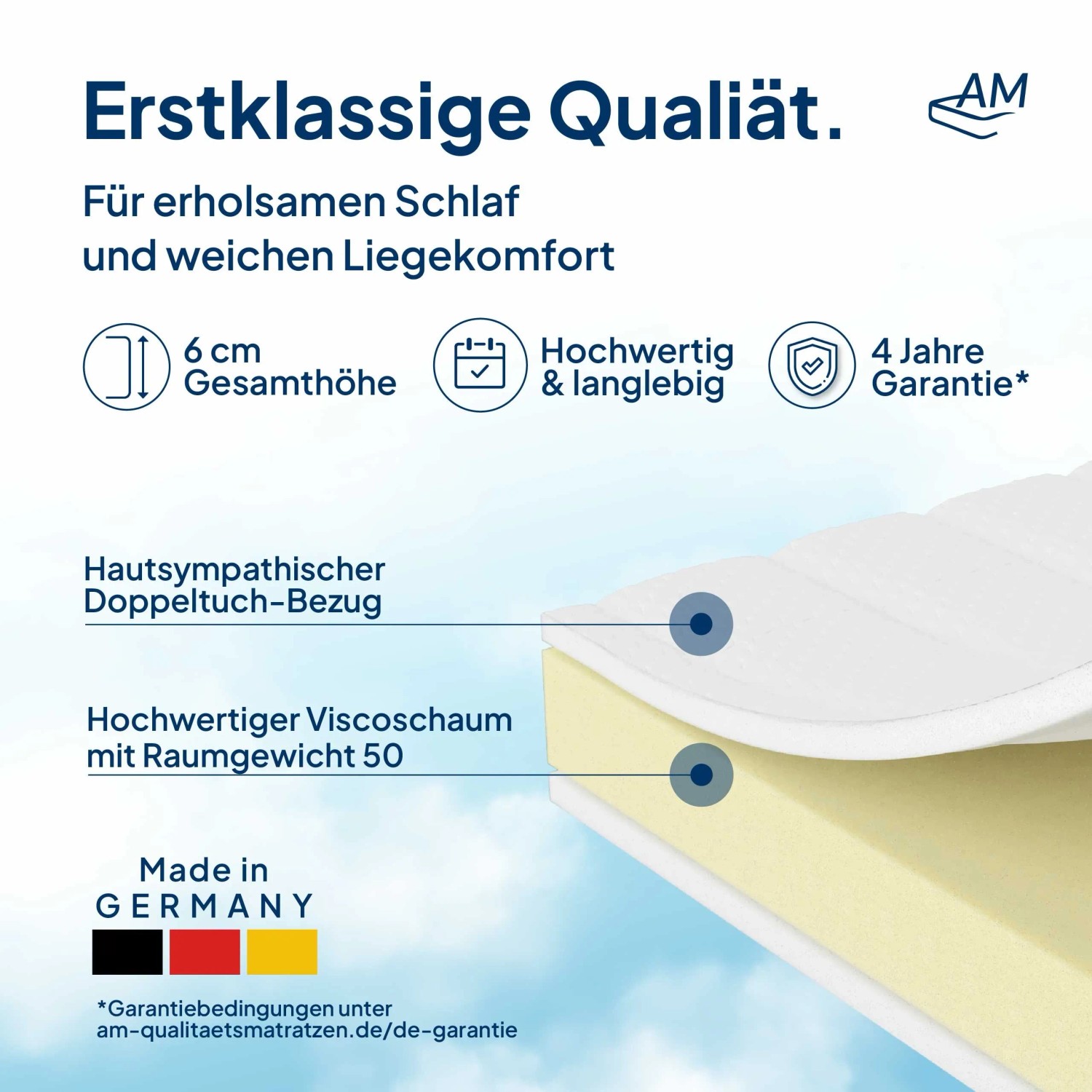 AM Qualitätsmatratzen Visco Topper Made in Germany 180x200cm_3