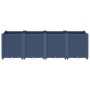 Blaugrauer vidaXL Pflanzkübel (160x40x53 cm) mit Rattan-Optik.