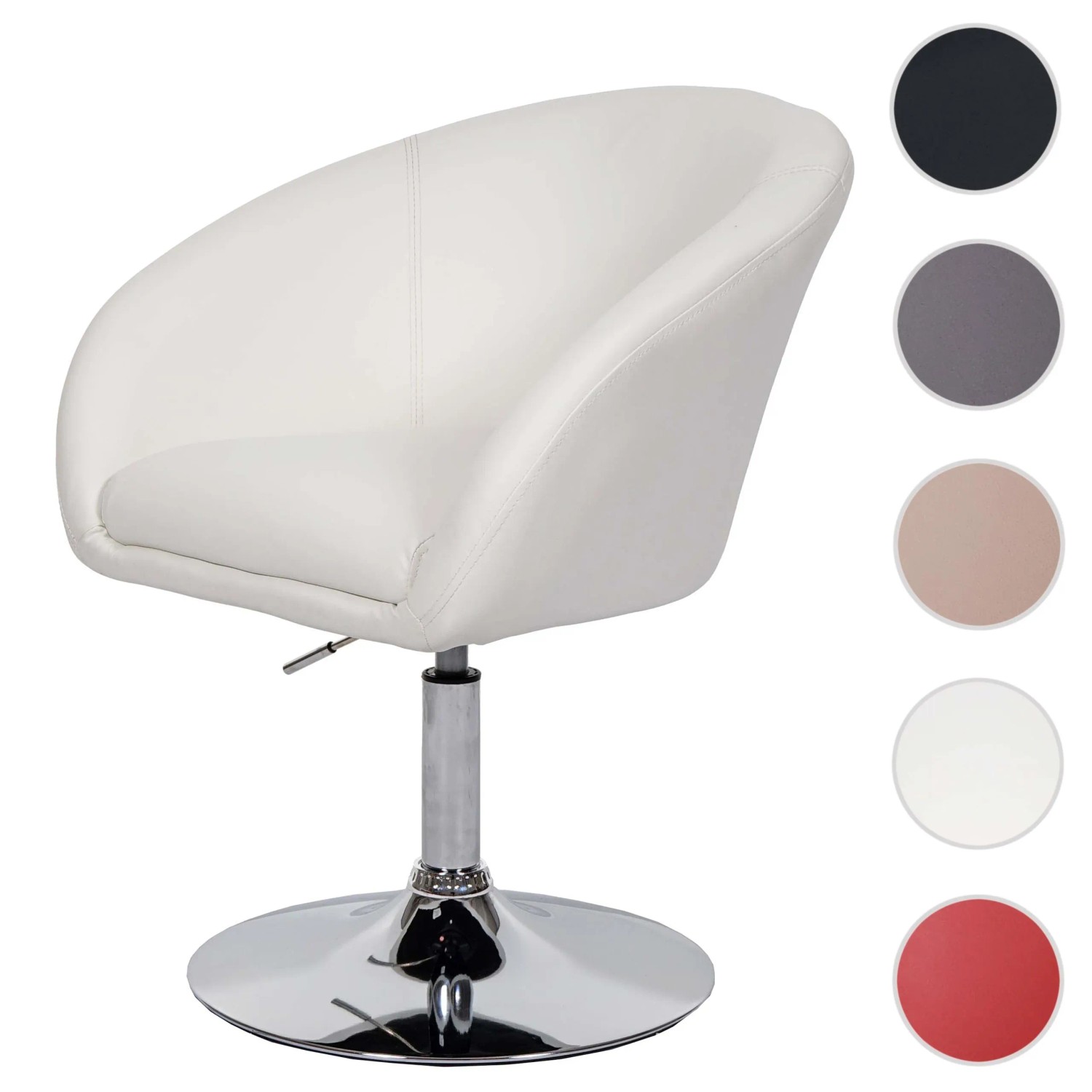 Weißer MCW Esszimmerstuhl F19 aus Kunstleder, drehbar und höhenverstellbar.