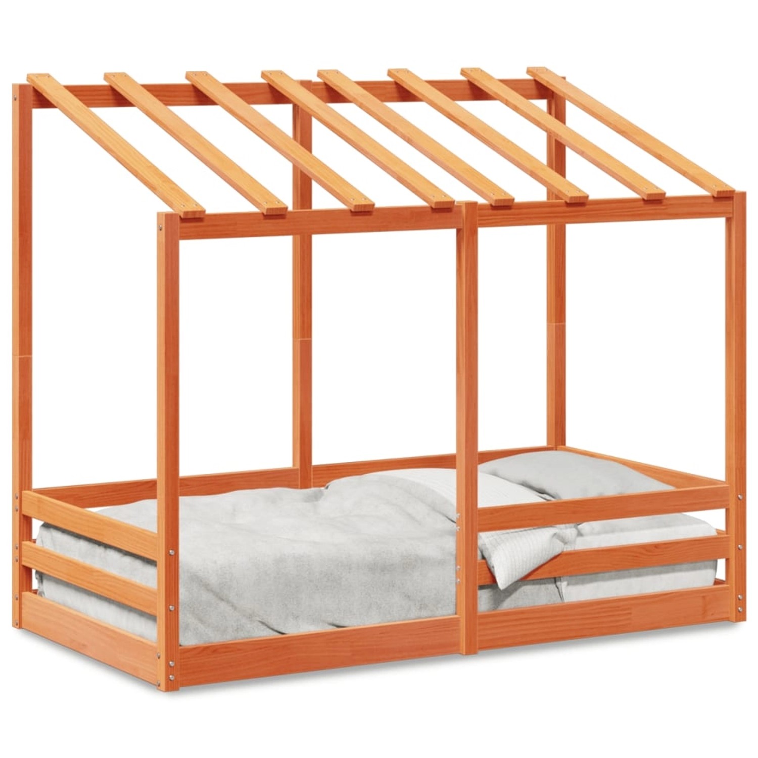 vidaXL Bett Kinderbett mit Dach Wachsbraun 70x140 cm Massivholz Kiefer günstig online kaufen